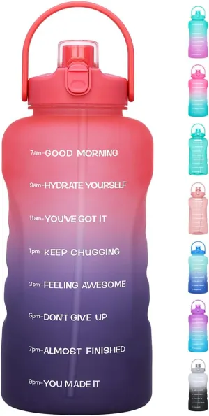 HydroPal 1 Gallon Water Bottles with Straw, 128 oz / 3.8L Water Bottle BPA Free Innovative 2-IN-1 Lid Gym Bottle with Times to Drink Motivational, Large for Sports Fitness Camping Water Jug One Gallon