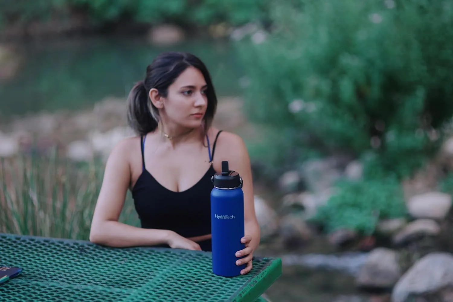 HydroTech Stainless Steel Leak Proof Water Bottle with Double Wall Insulation and 2 Lids (Straw Lid) - 40 OZ.