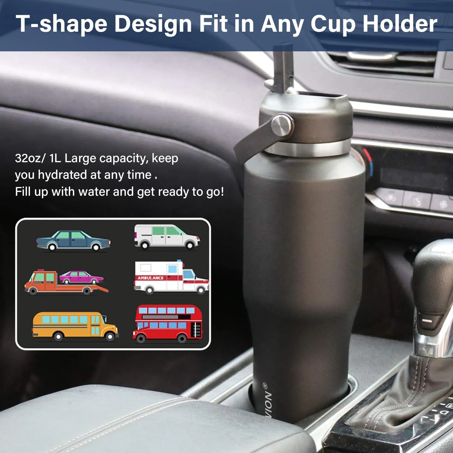 HYDROWION Water Bottle Stainless Steel,Vacuum Insulated Leak Proof Tumbler 32oz with Straw Lid, Spout Lid and Flex Cap(Cold for 48 Hrs, Hot for 24 Hrs), Fit in Any Car Cup Holder, Green - Blue