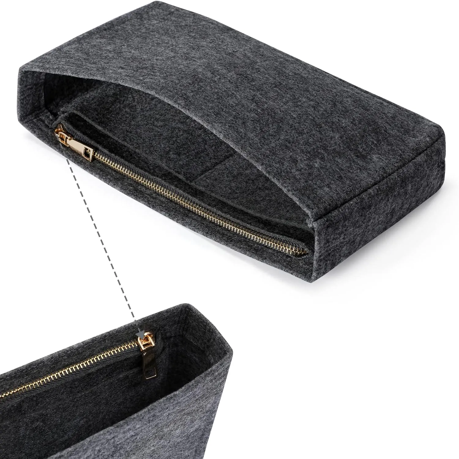 HyFanStr Small Purse Organizer with Zipper, Felt Insert Bag Organizer Handbag Tote Liner Pouch for Women
