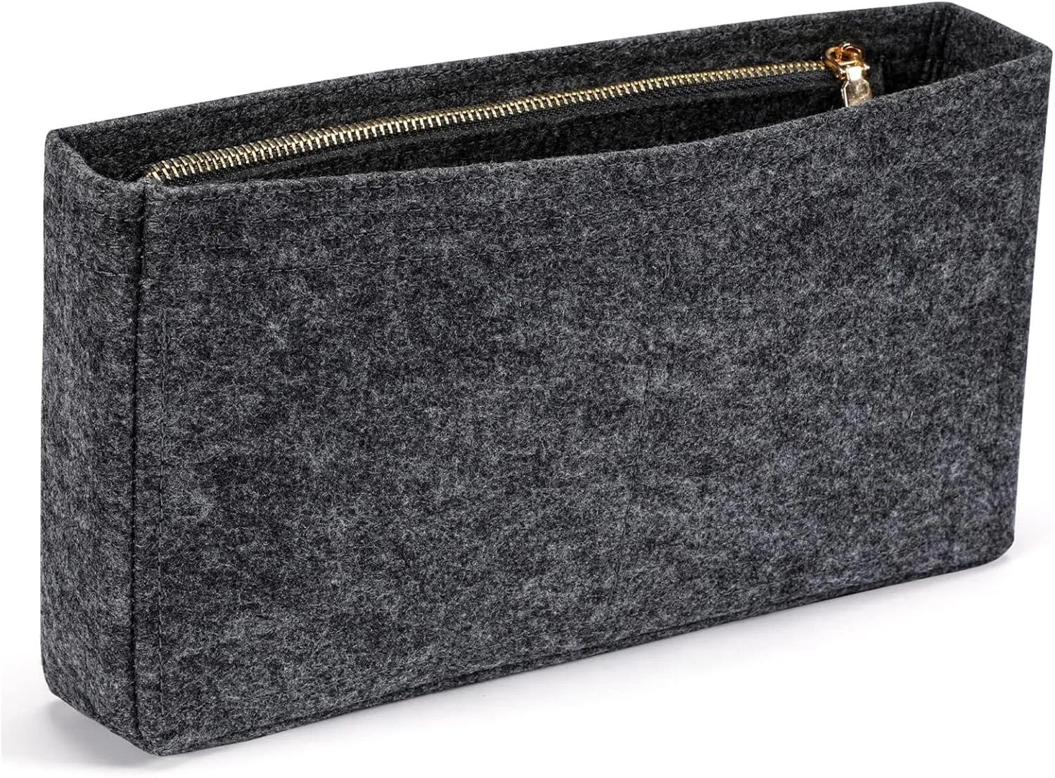 HyFanStr Small Purse Organizer with Zipper, Felt Insert Bag Organizer Handbag Tote Liner Pouch for Women