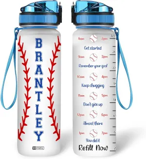 Hyturtle Personalized Baseball 32oz Liter Motivational Water Bottle, Customized Name Tracking Water Bottle Gifts For Dad, Son, Baseball Lovers, Sport Lovers On Birthday, Mother's Day