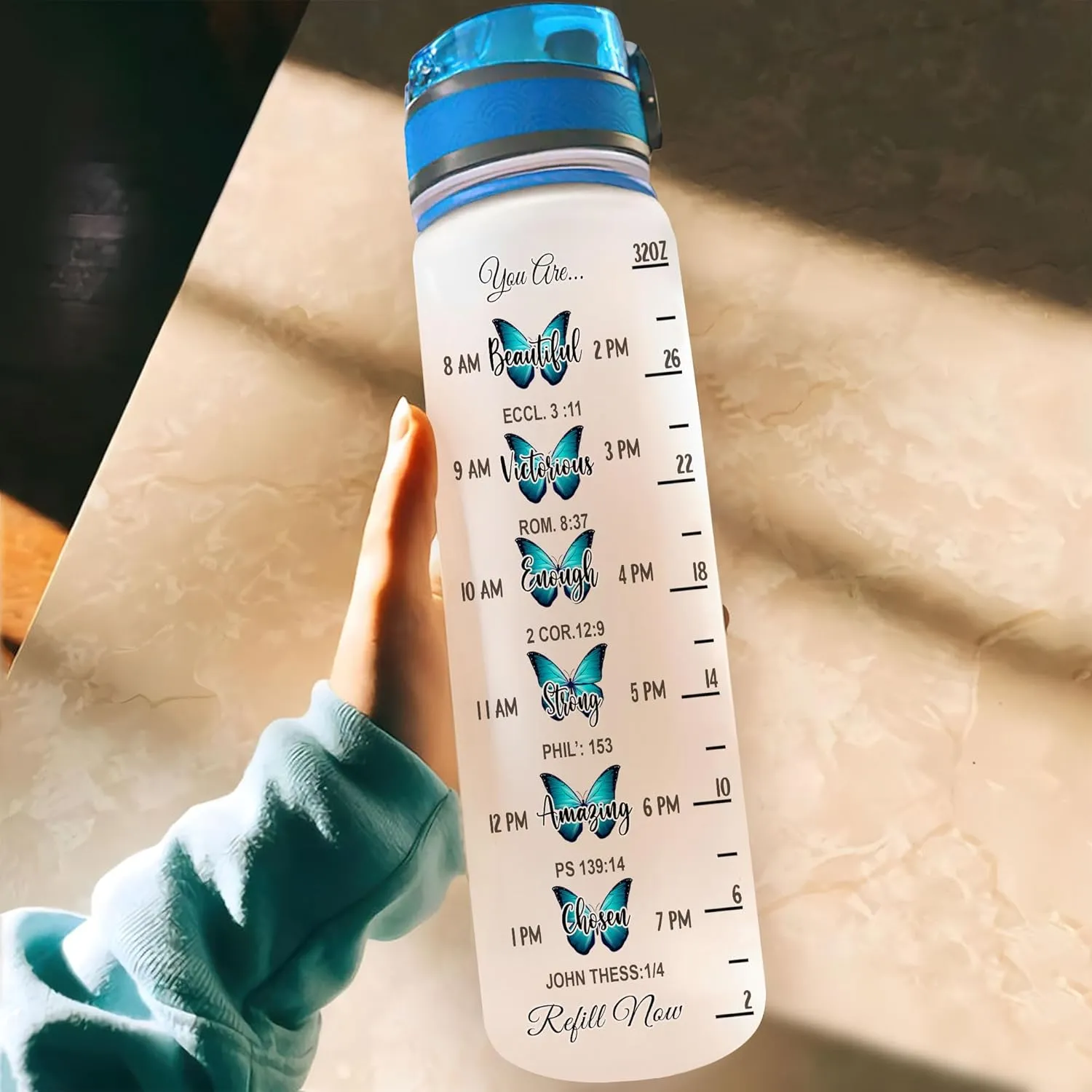 Hyturtle Personalized Just Blessed You Are Beautiful Black Women 32Oz Liter Motivational Water Bottle, Customized Africa American Water Bottle With Time Marker Gifts For Black Women Girls On Birthday
