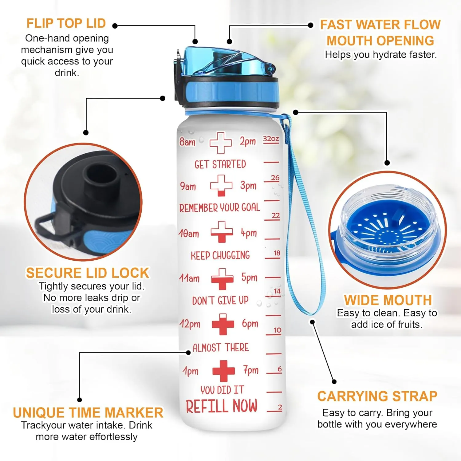 Hyturtle Personalized Tattoo Nurse Water Bottle - 32oz Motivational Water Bottle with Leak-Proof Lid Time Marker - Custom Name Gift for Women, Nursing Students, Nurse Coworkers On Birthday Nurse's Day
