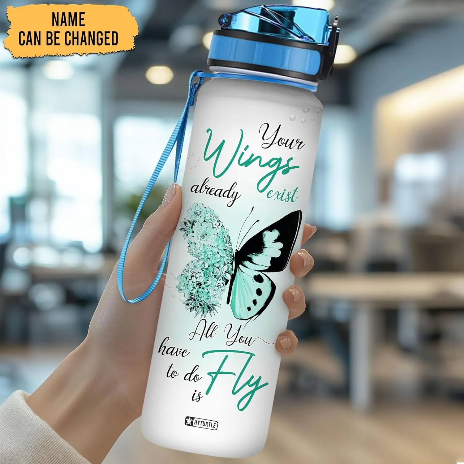 Hyturtle Your Wings Already Exits Butterfly 32oz Liter Motivational Water Bottle, Tracking Water Bottle Gifts For Women, Girls, Butterfly Lover On Birthday, Mother's Day, Anniversary