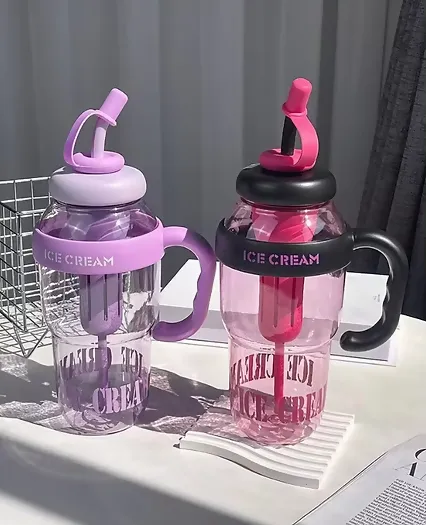 Ice Cream Leak Proof Handle Water Bottle 1300 ml (Random Colour, 1 Pcs)