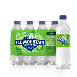 Ice Mountain Sparkling Water, Zesty Lime, 16.9 oz. Bottles, 8 Count