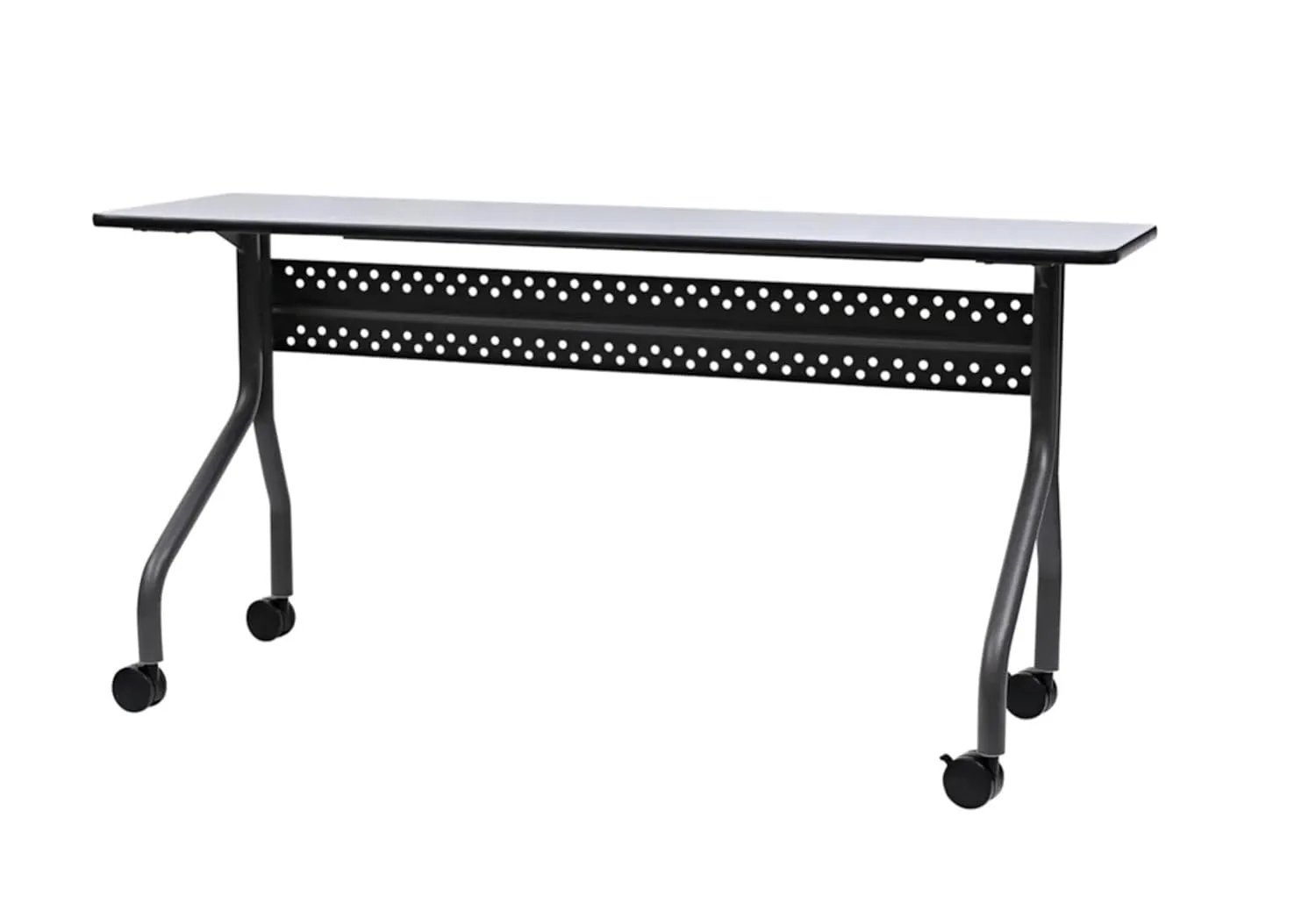 Iceberg OfficeWorks Mobile Training Table with Wheels, Gray and Charcoal, with Two Locking Wheels, 18” D x 60” L x 29” H