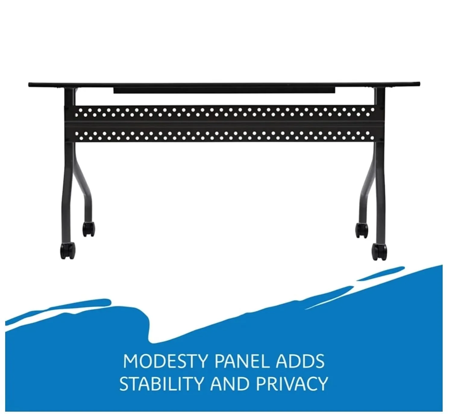 Iceberg OfficeWorks Mobile Training Table with Wheels, Gray and Charcoal, with Two Locking Wheels, 18” D x 60” L x 29” H