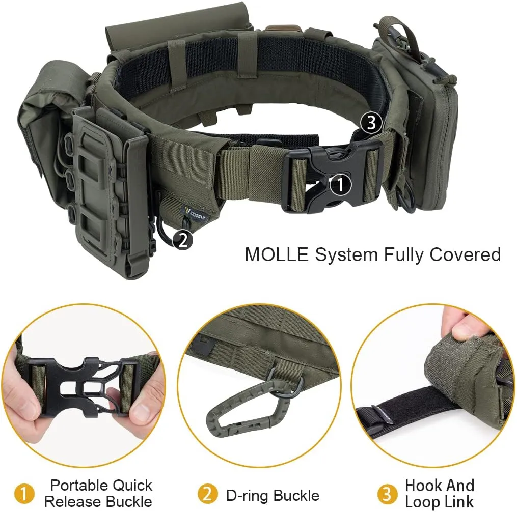 IDOGEAR Tactical Belt MOLLE Military Belt Modular Rigger's Belt Adjustable Combat Belt With Inner Belt And Outer Belt Set