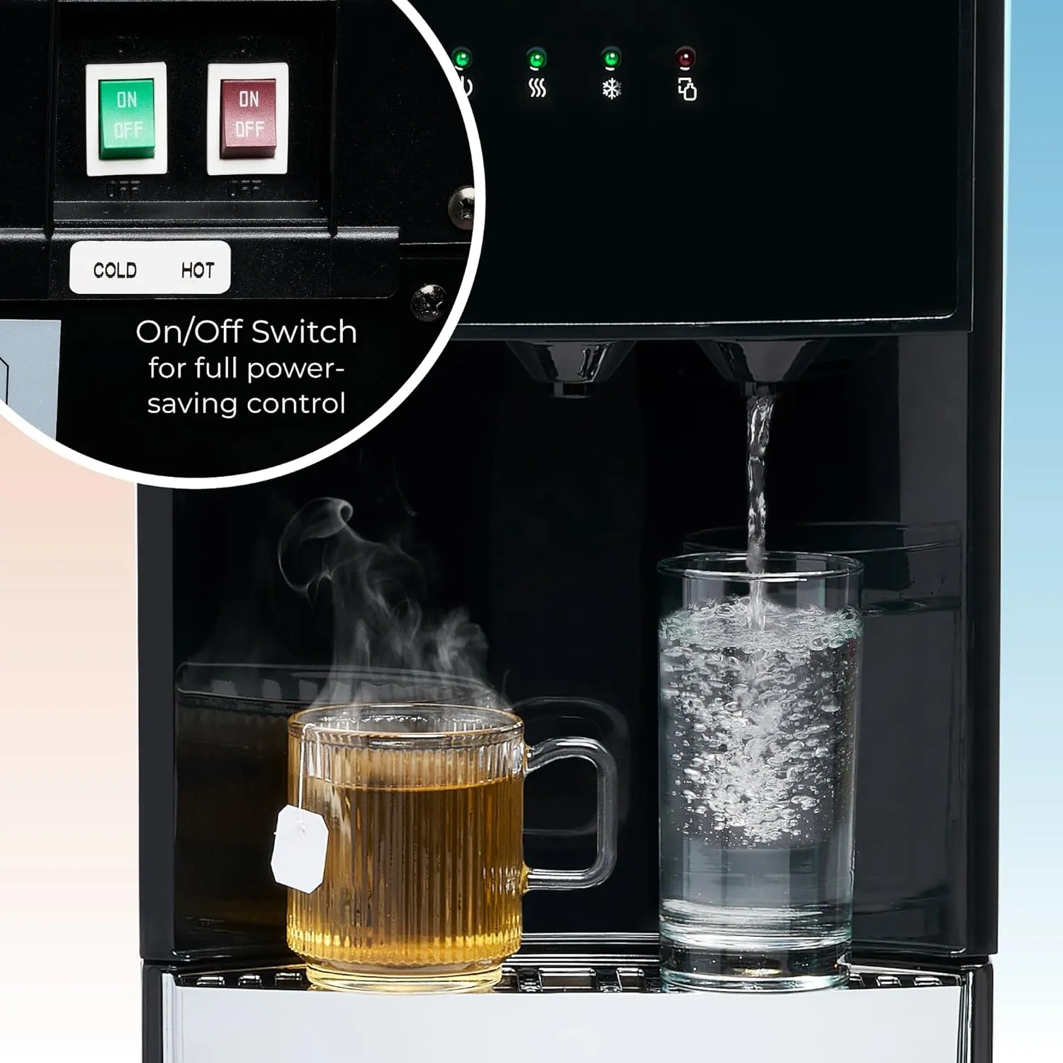 Igloo Retro Bottom Load Water Dispenser, Hot, Cold or Room-Temperature Options, Holds 3 or 5 Gallon Bottles, Child Safety Lock, Perfect for Homes, Kitchens, Dorms, Black
