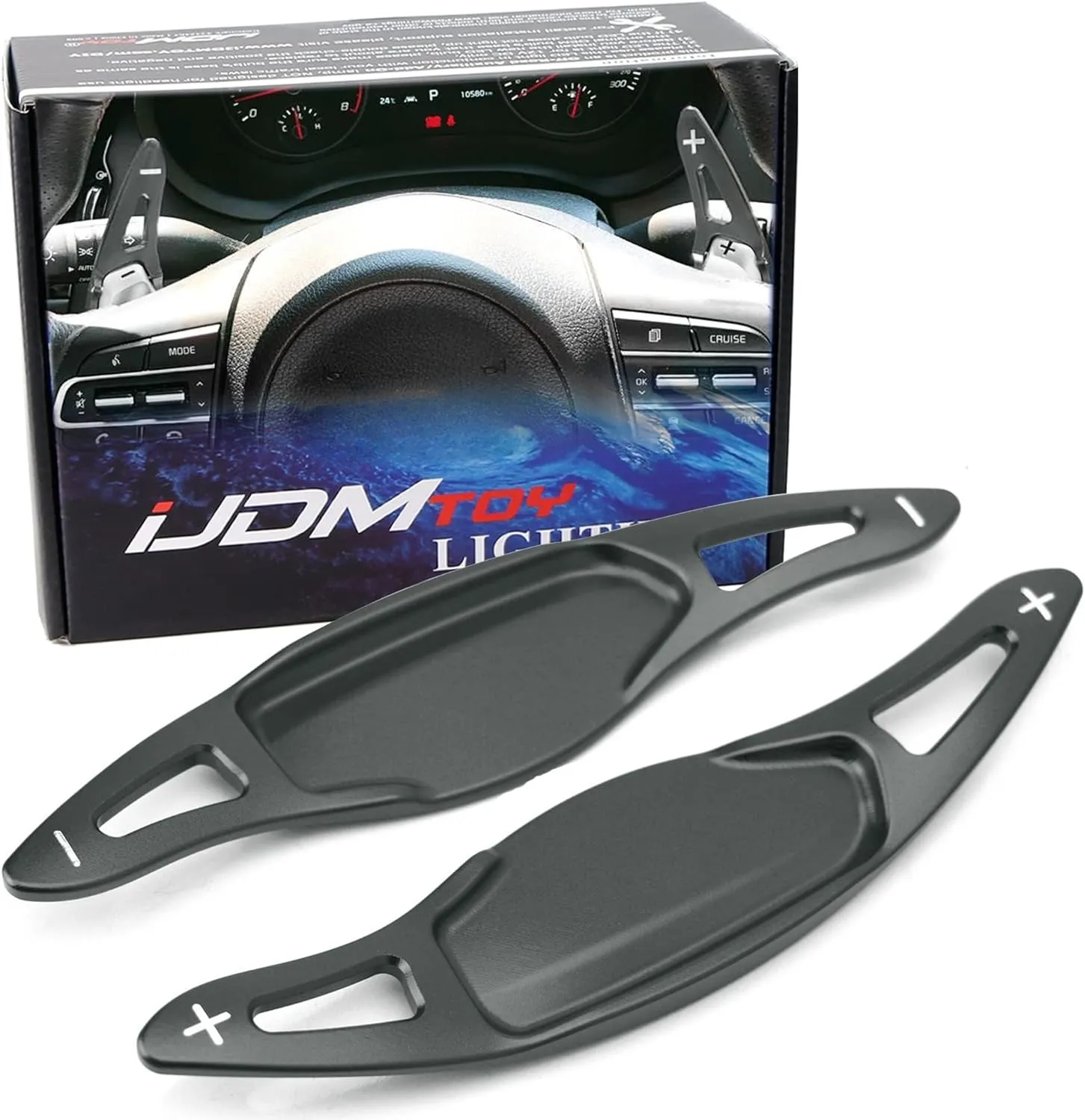 iJDMTOY Sports Gun Metal Grey CNC Billet Aluminum Large Paddle Extensions Compatible with 2018-up Kia Stinger (CK)