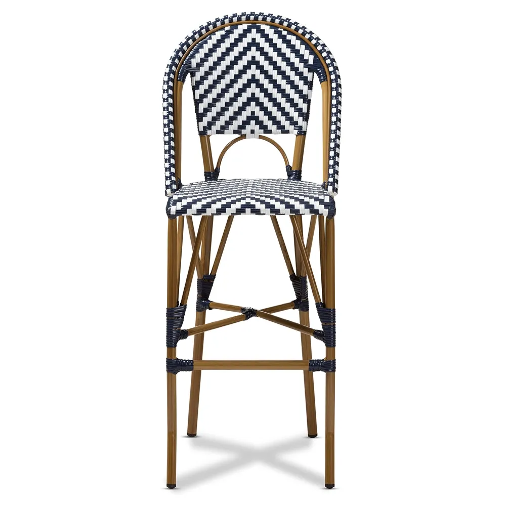 Ilene Classic French Bistro Barstool - Blue & White