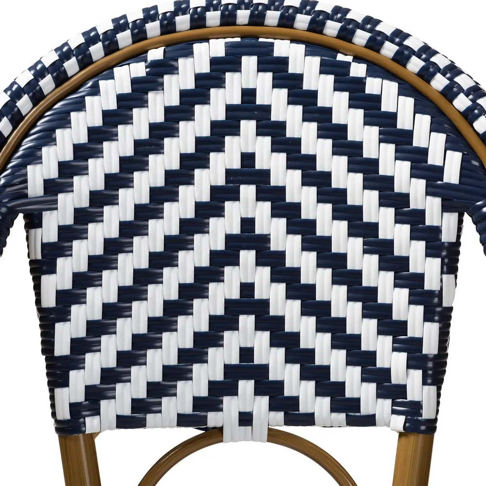Ilene Classic French Bistro Barstool - Blue & White