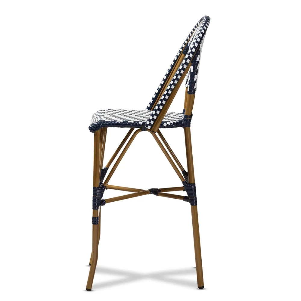 Ilene Classic French Bistro Barstool - Blue & White