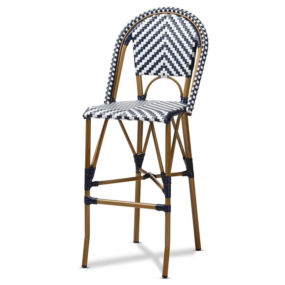 Ilene Classic French Bistro Barstool - Blue & White