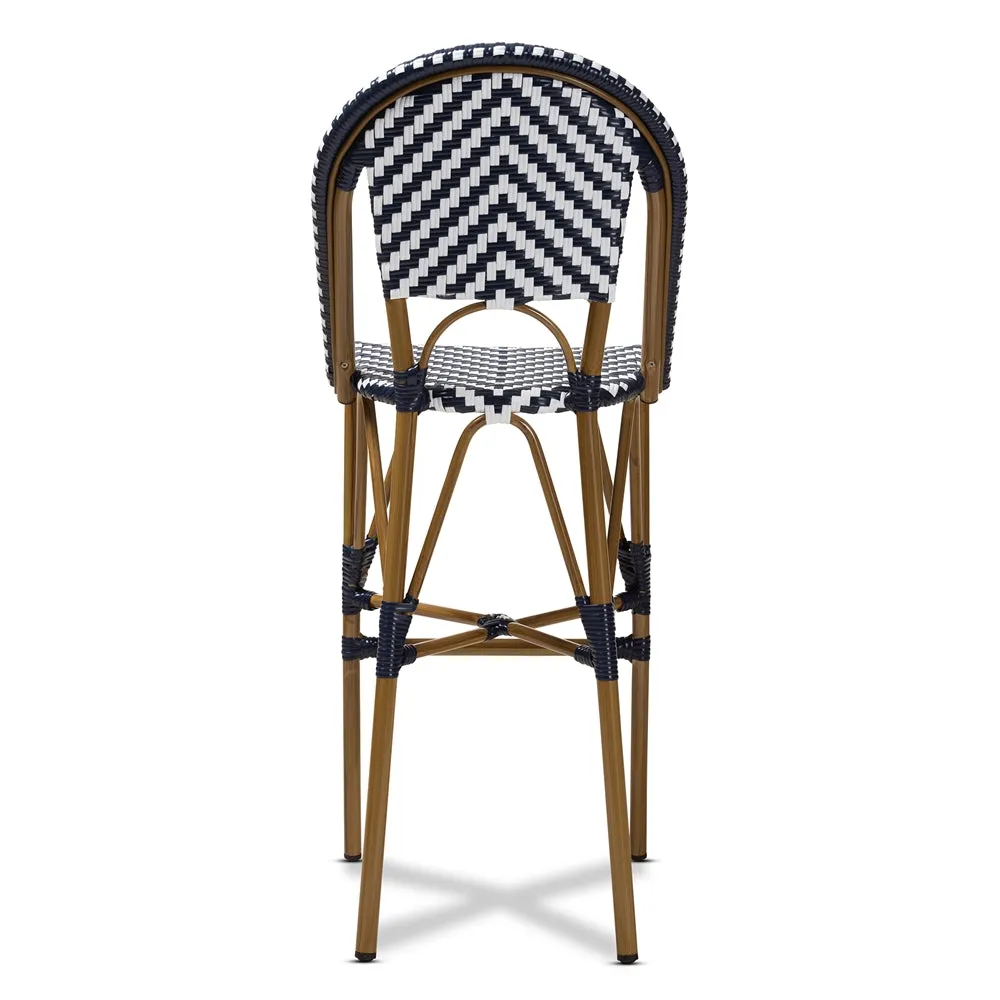 Ilene Classic French Bistro Barstool - Blue & White