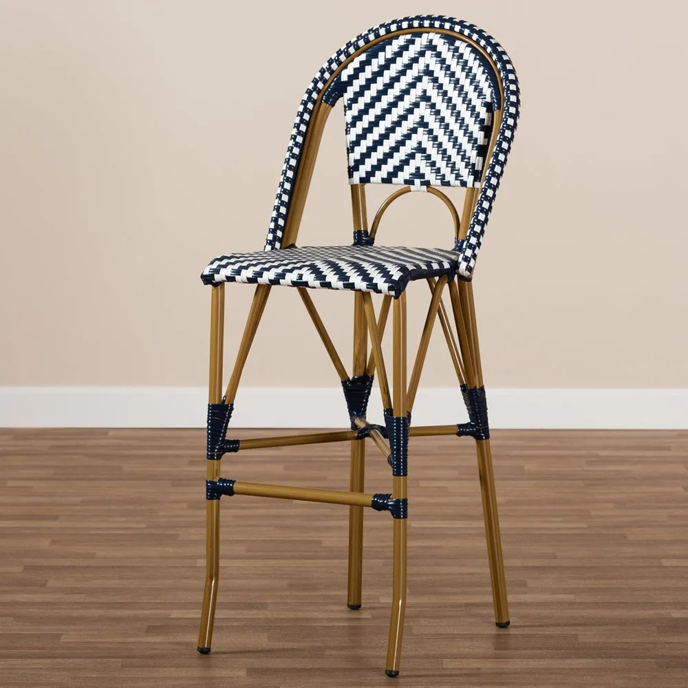 Ilene Classic French Bistro Barstool - Blue & White