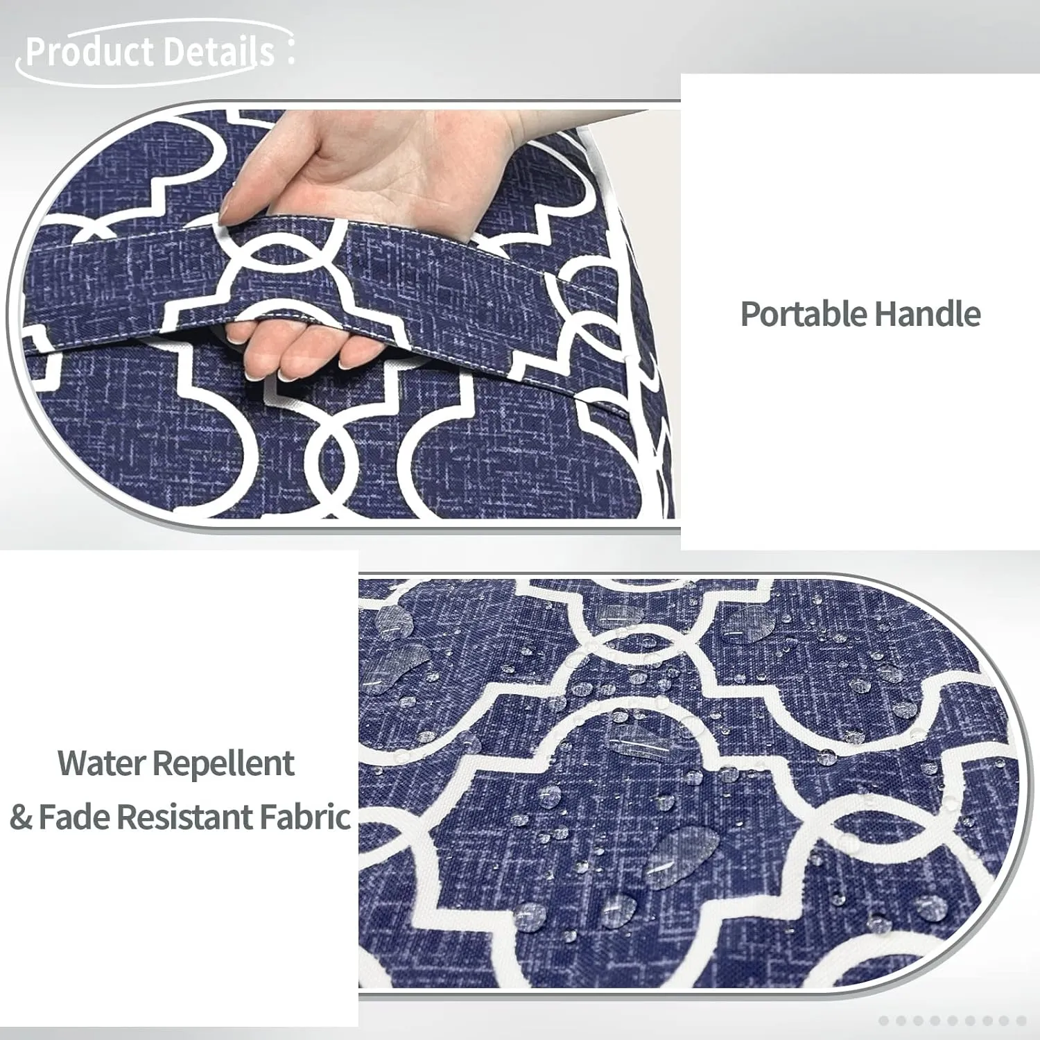 Indoor/Outdoor Inflatable Ottoman D21 x H9 inch, Round Footstool Inflatable Foot Rest Ottoman with Handle, Portable Ottoman Pouf for Patio, Garden, Camping, Home, Carmody Navy