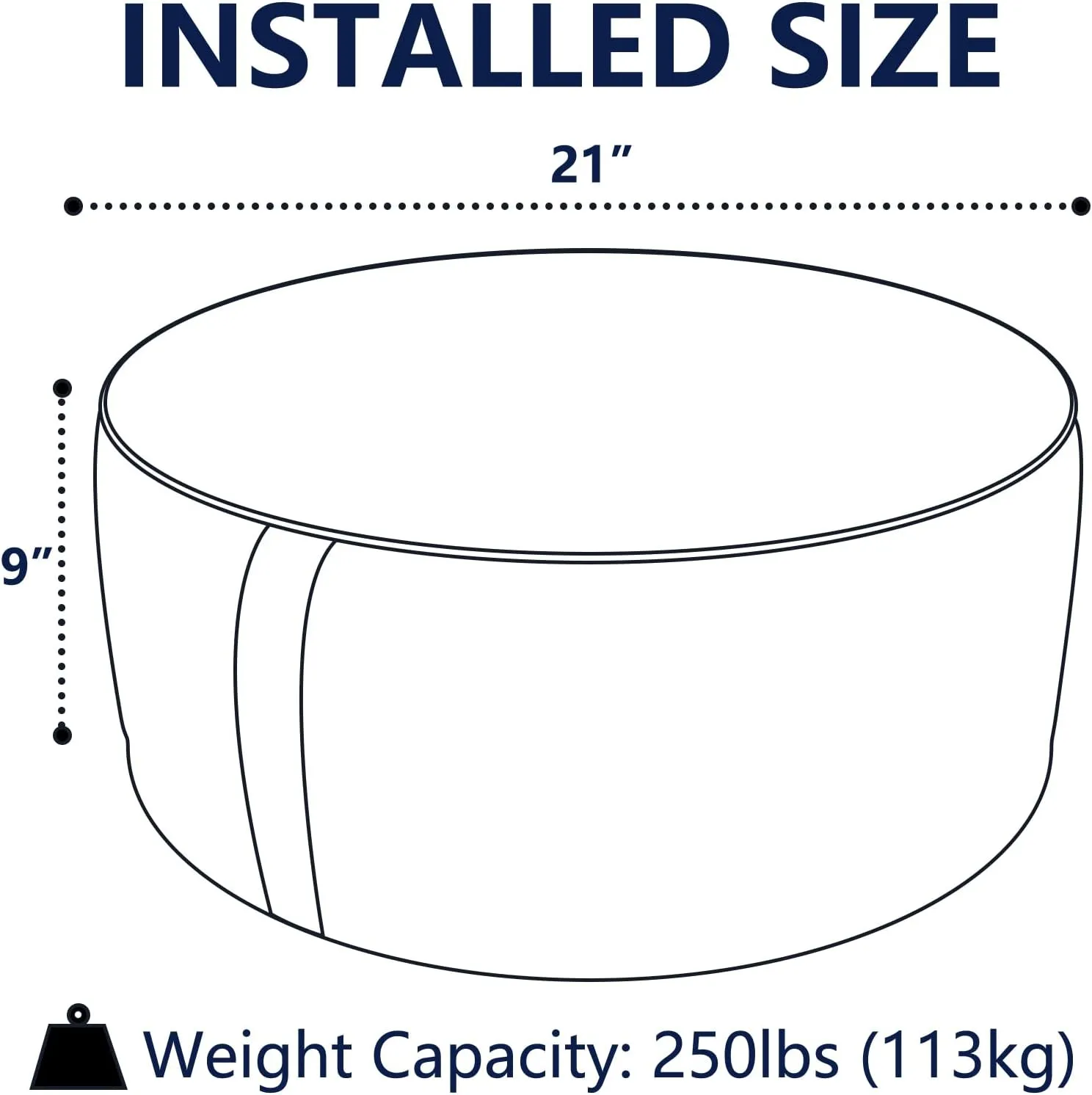 Indoor/Outdoor Inflatable Ottoman D21 x H9 inch, Round Footstool Inflatable Foot Rest Ottoman with Handle, Portable Ottomans Pouf for Patio, Garden, Camping, Home, Brush Blue