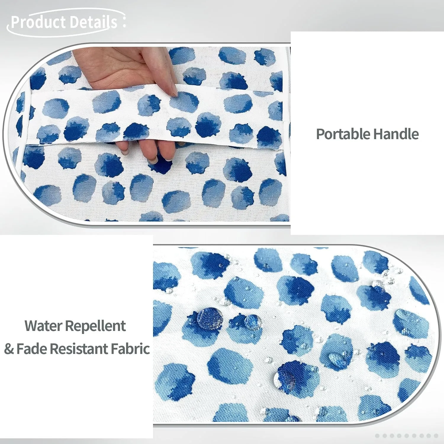 Indoor/Outdoor Inflatable Ottoman D21 x H9 inch, Round Footstool Inflatable Foot Rest Ottoman with Handle, Portable Ottomans Pouf for Patio, Garden, Camping, Home, Brush Blue