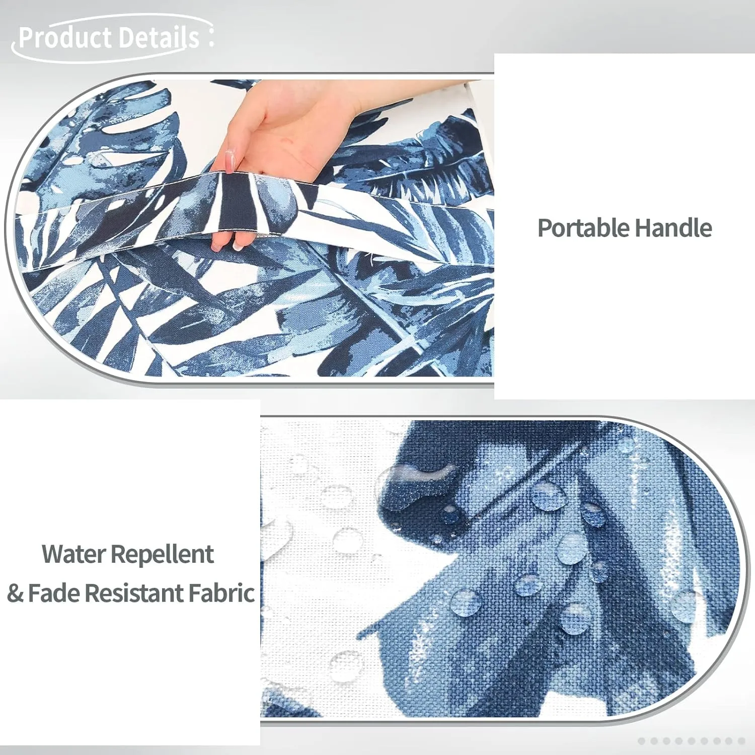 Indoor/Outdoor Inflatable Ottoman D21 x H9 inch, Round Footstool Inflatable Foot Rest Ottoman with Handle, Portable Ottomans Pouf for Patio, Garden, Camping, Home, Palm Blue