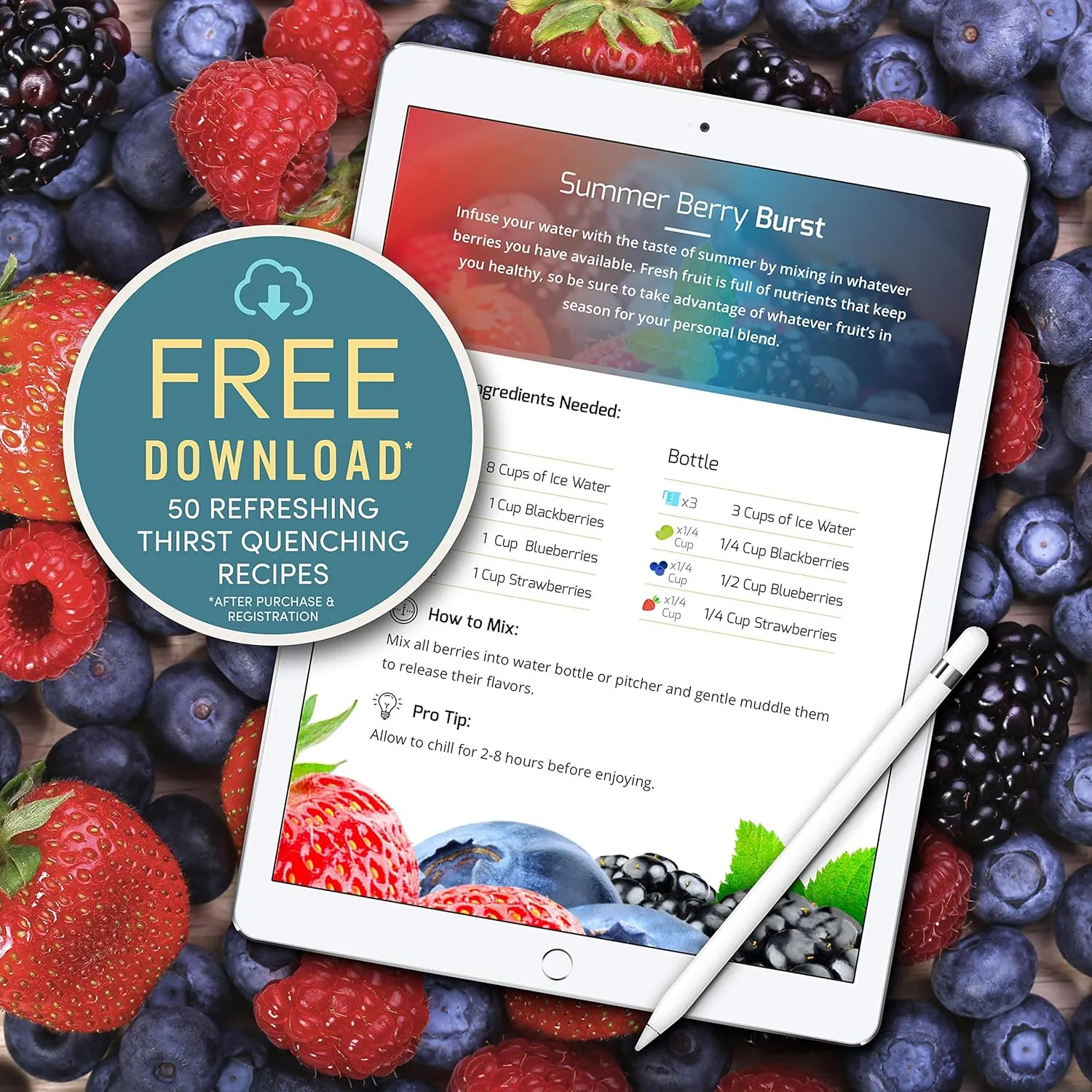 Infusion Pro Fruit Infuser Water Bottle with Straw Lid (32 oz) Stainless Steel Vacuum Insulated : 50 Recipe Fruit Infusion eBook : Large Infuser for More Flavor : Easy Cleaning : Great Gift