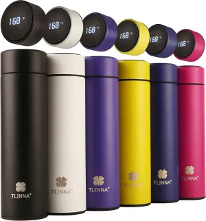Insulated bottle,Coffee bottle,Tea Infuser Bottle,Smart Sports Water Bottle with LED Temperature Display,Double Wall Vacuum Insulated Water Bottle, Stay Hot for 24 Hrs,Cold for 24 Hrs (Black)