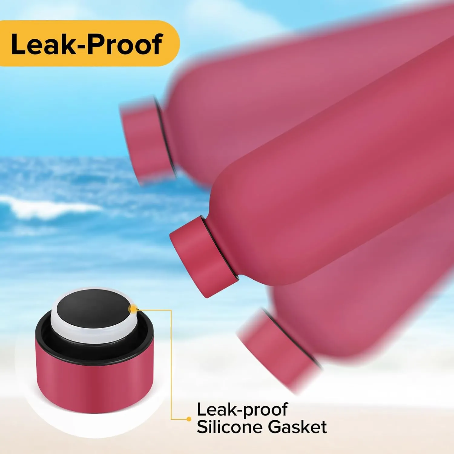 Insulated Water Bottle with Lid, 25 oz Reusable Leak-Proof Metal Stainless Steel Water Bottles for Travel, Sports, Gym, Outdoor (Brick Red)