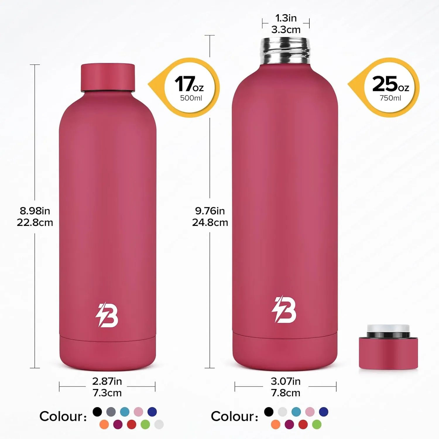 Insulated Water Bottle with Lid, 25 oz Reusable Leak-Proof Metal Stainless Steel Water Bottles for Travel, Sports, Gym, Outdoor (Brick Red)