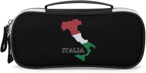 Italy Flag Map Portable Pencil Pen Case Small Cosmetic Bag Womens Makeup Pouch Pencil Bags