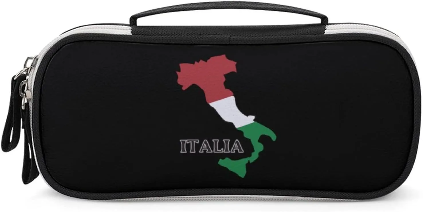 Italy Flag Map Portable Pencil Pen Case Small Cosmetic Bag Womens Makeup Pouch Pencil Bags