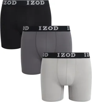 IZOD Mens Boxer Briefs - 3 Pack Soft Stretch Mens Underwear Boxers with Contour Pouch, Athletic Briefs for Men (Sizes: S-XL)