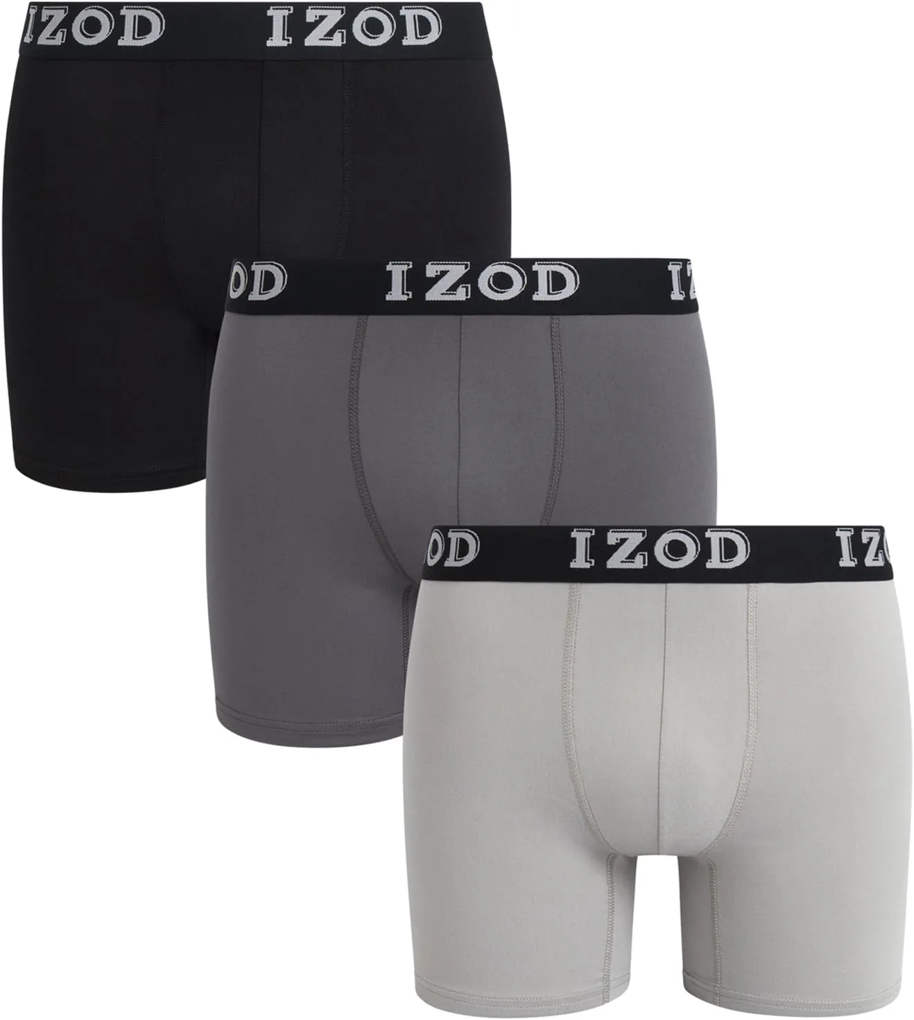 IZOD Mens Boxer Briefs - 3 Pack Soft Stretch Mens Underwear Boxers with Contour Pouch, Athletic Briefs for Men (Sizes: S-XL)