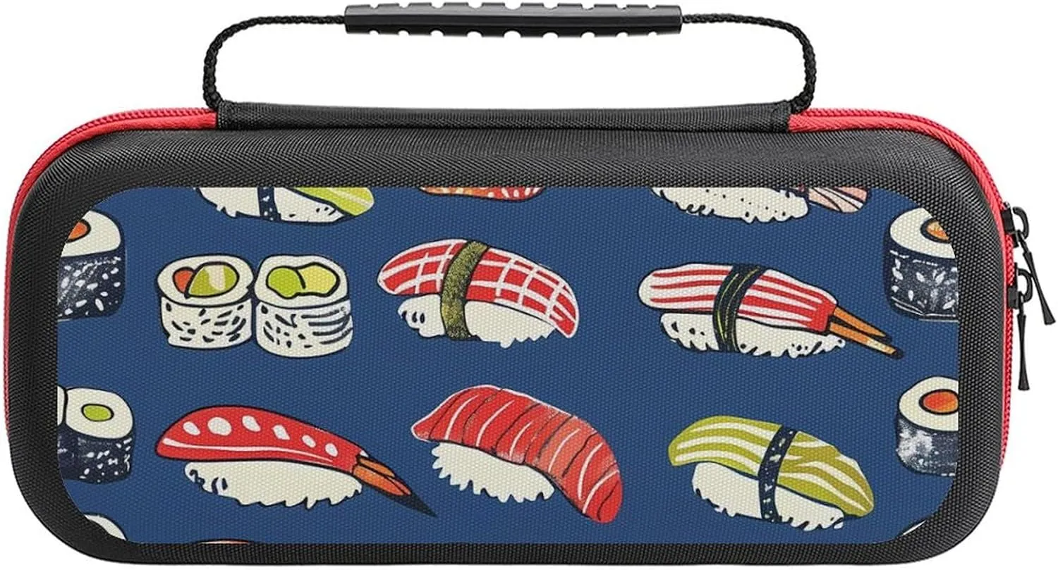 Japanese Food Sushi Carrying Case Compatible with Switch Console Portable Protective Pouch Bag for Accessories and Games