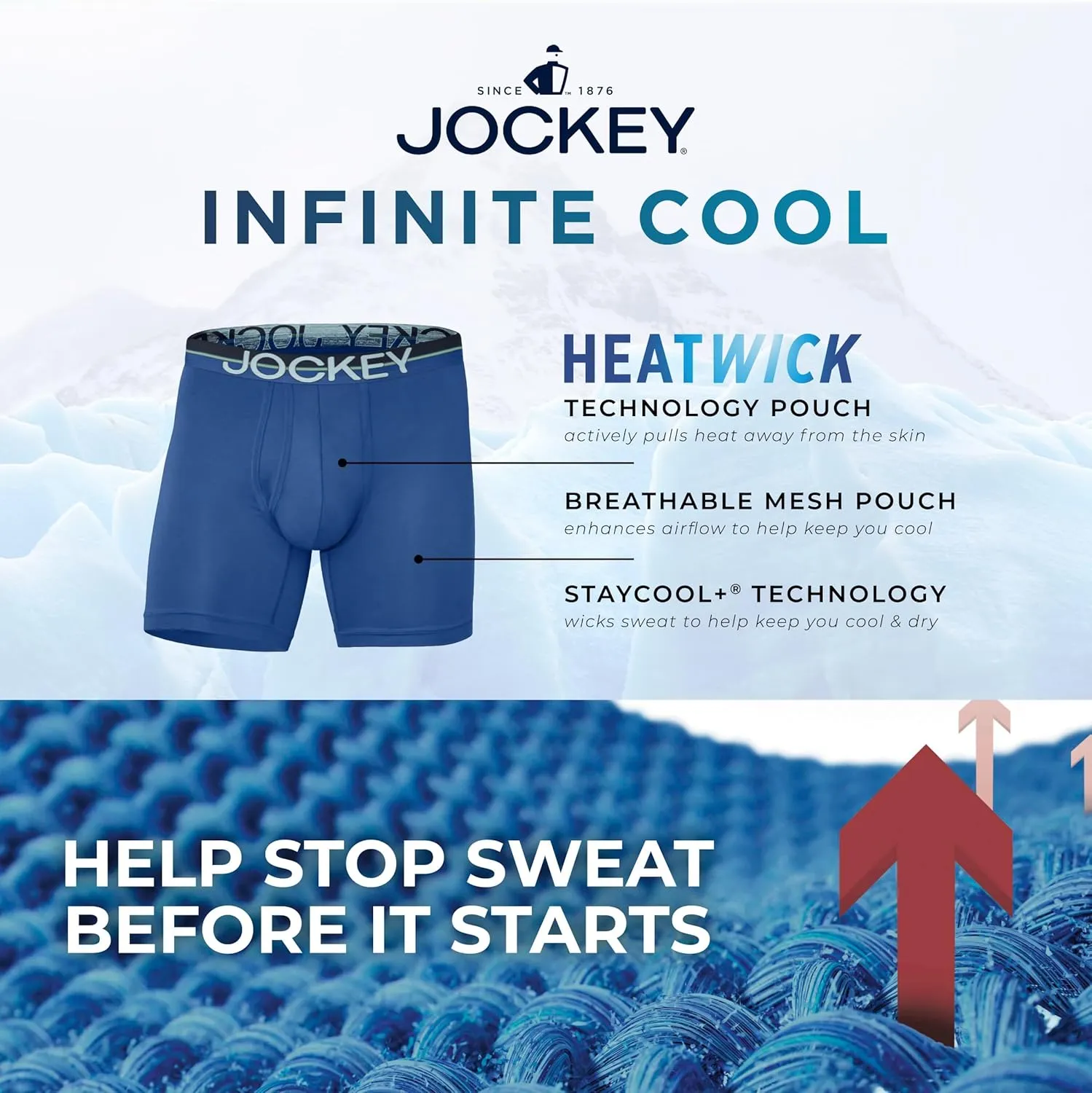 Jockey Men's Infinite Cool Microfiber Stretch 6" Boxer Brief - 3 Pack
