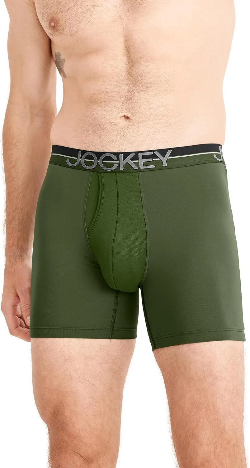 Jockey Men's Infinite Cool Microfiber Stretch 6" Boxer Brief - 3 Pack
