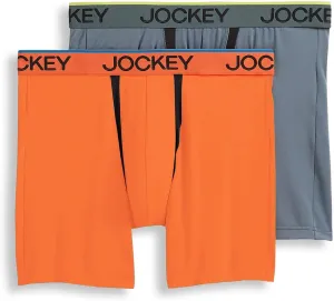 Jockey Men's Underwear Big Man Chafe Proof Pouch Microfiber 6" Boxer Brief - 2 Pack