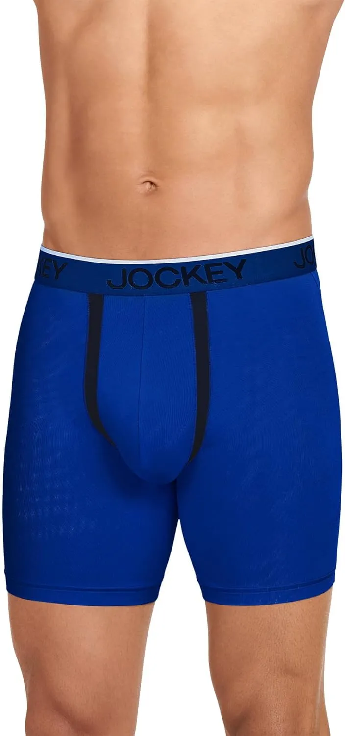 Jockey Men's Underwear Big Man Chafe Proof Pouch Microfiber 6" Boxer Brief - 2 Pack