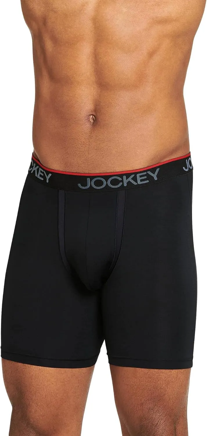 Jockey Men's Underwear Chafe Proof Pouch Microfiber 6" Boxer Brief - 3 Pack