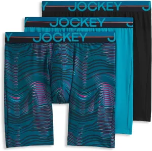 Jockey Men's Underwear Infinite Cool Microfiber Stretch 8" Long Leg Boxer Brief - 3 Pack