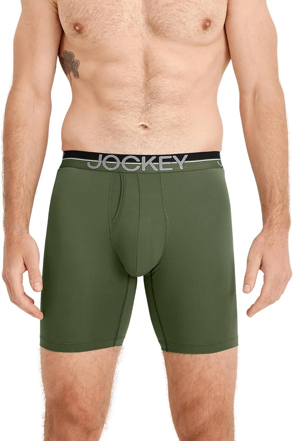 Jockey Men's Underwear Infinite Cool Microfiber Stretch 8" Long Leg Boxer Brief - 3 Pack