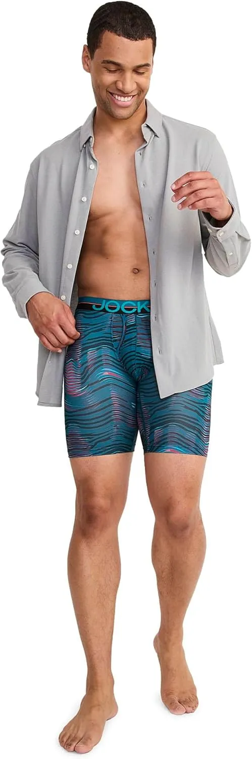 Jockey Men's Underwear Infinite Cool Microfiber Stretch 8" Long Leg Boxer Brief - 3 Pack