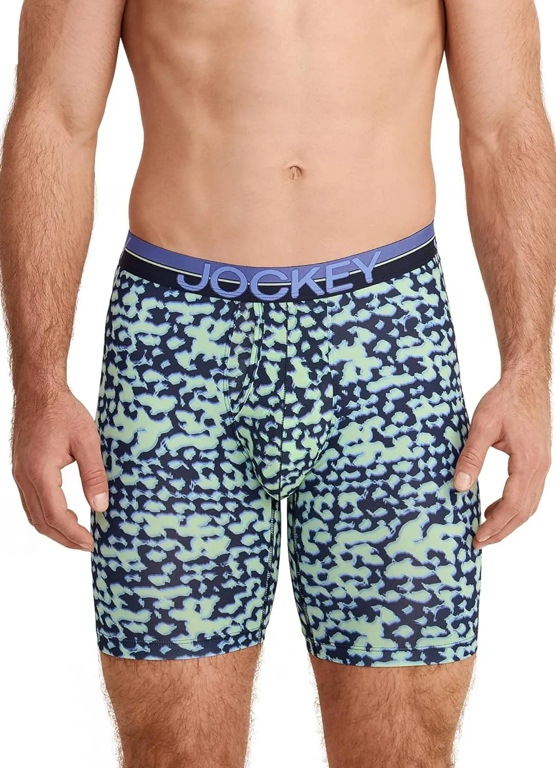 Jockey Men's Underwear Infinite Cool Microfiber Stretch 8" Long Leg Boxer Brief - 3 Pack