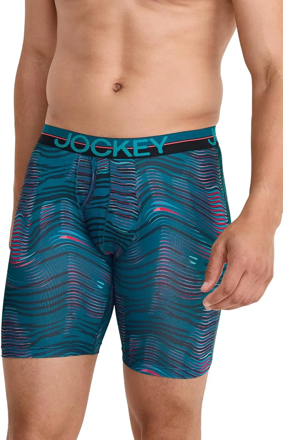 Jockey Men's Underwear Infinite Cool Microfiber Stretch 8" Long Leg Boxer Brief - 3 Pack