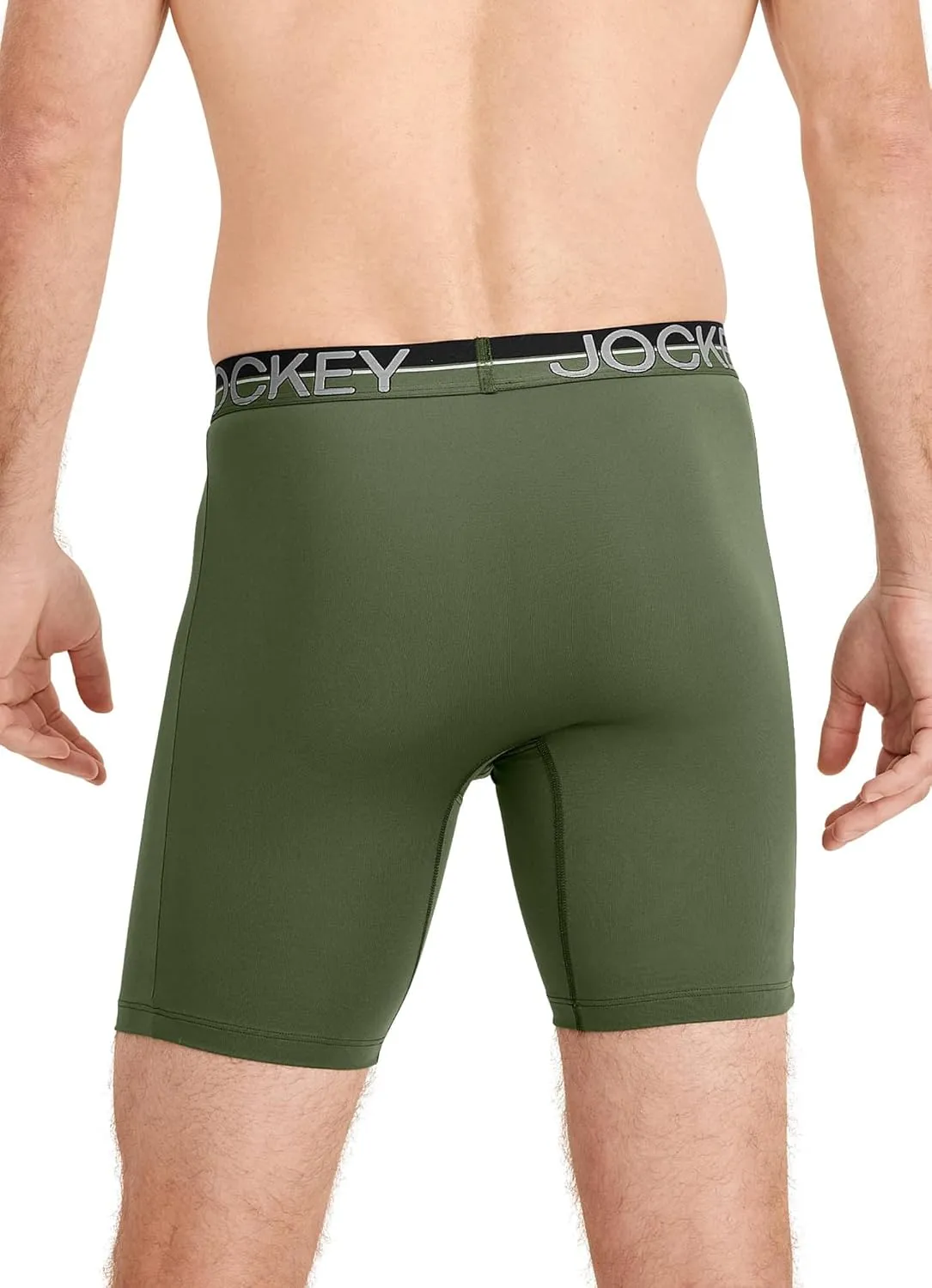 Jockey Men's Underwear Infinite Cool Microfiber Stretch 8" Long Leg Boxer Brief - 3 Pack