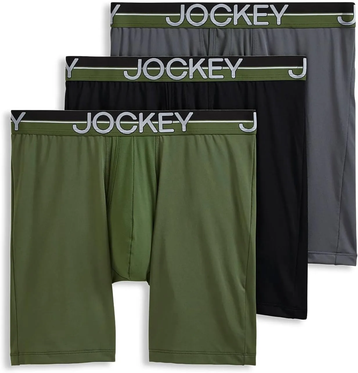 Jockey Men's Underwear Infinite Cool Microfiber Stretch 8" Long Leg Boxer Brief - 3 Pack