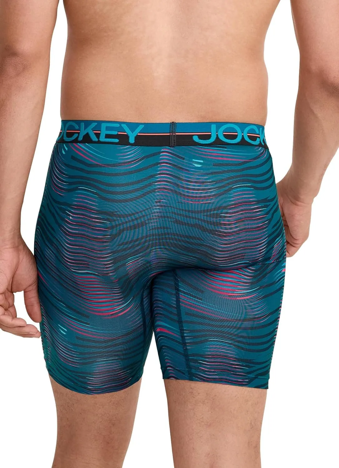 Jockey Men's Underwear Infinite Cool Microfiber Stretch 8" Long Leg Boxer Brief - 3 Pack