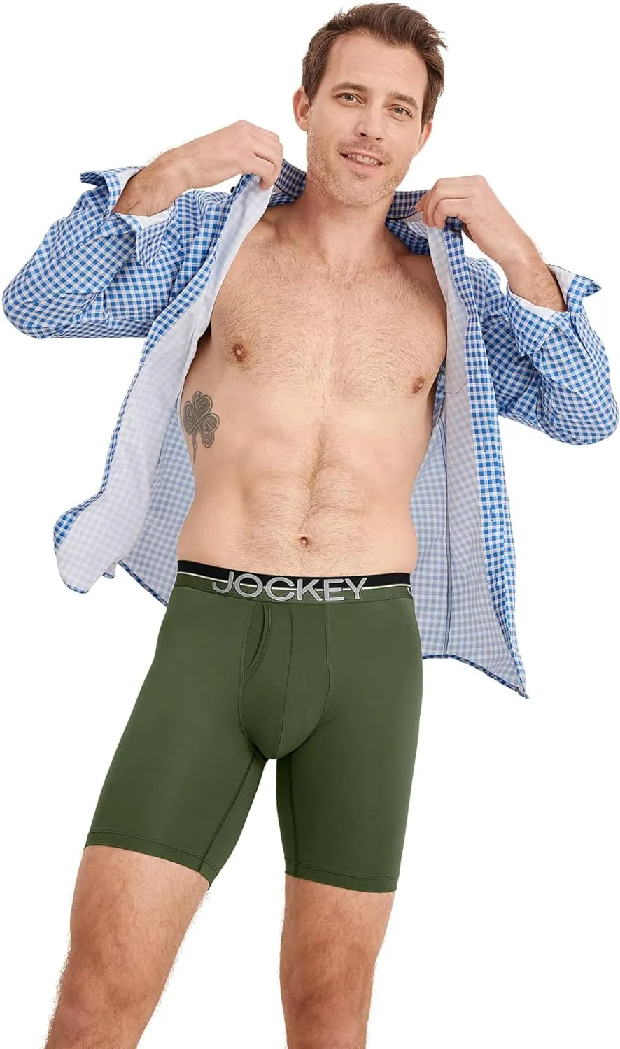 Jockey Men's Underwear Infinite Cool Microfiber Stretch 8" Long Leg Boxer Brief - 3 Pack