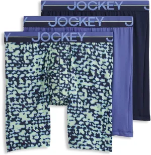 Jockey Men's Underwear Infinite Cool Microfiber Stretch 8" Long Leg Boxer Brief - 3 Pack
